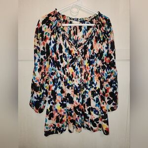 Preowned Spense XL multicolor stretch blouse with metal tassels‎